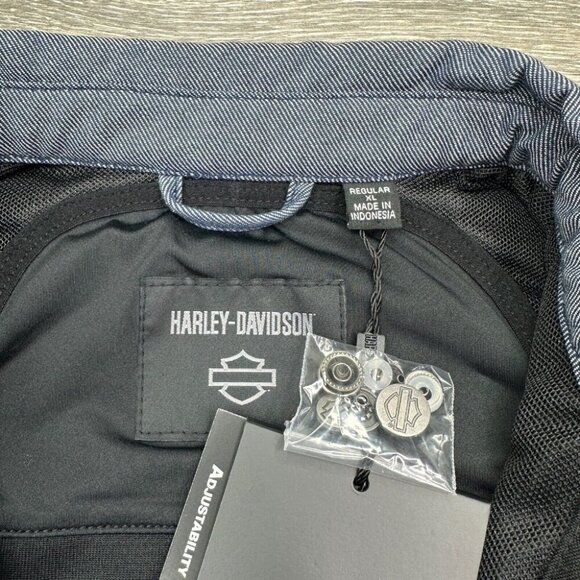 Harley Davidson Motorcycle Riding Shirt Jacket Operative Men's XL Textile Blue - Picture 2 of 16